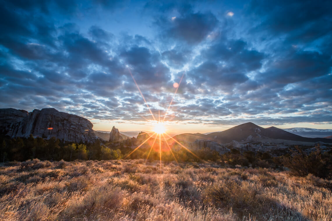 Sunrise over City of Rocks National Reserve in southern Idaho