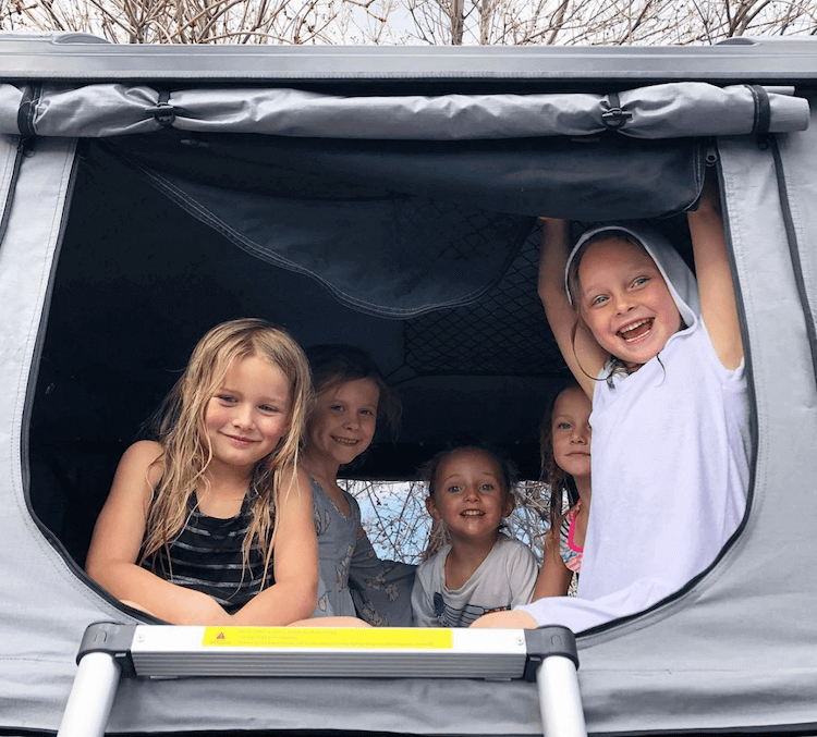 Safety guide to roofnesting with kids, kids inside roofnest rooftop tent